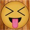 DEERLUX Emoji Style Round Funny Smiley Face Kids Area Rug, Tongue Out with Closed Eyes Emoji Rug